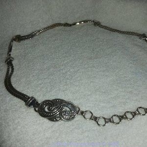 Retro Grecian Herringbone Link Style Silver Metal Designer Fashion Belt